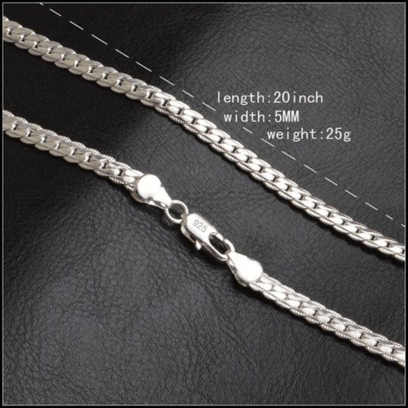 925 Sterling Silver 20'' Snake Chain Necklace - Picture 5 of 9